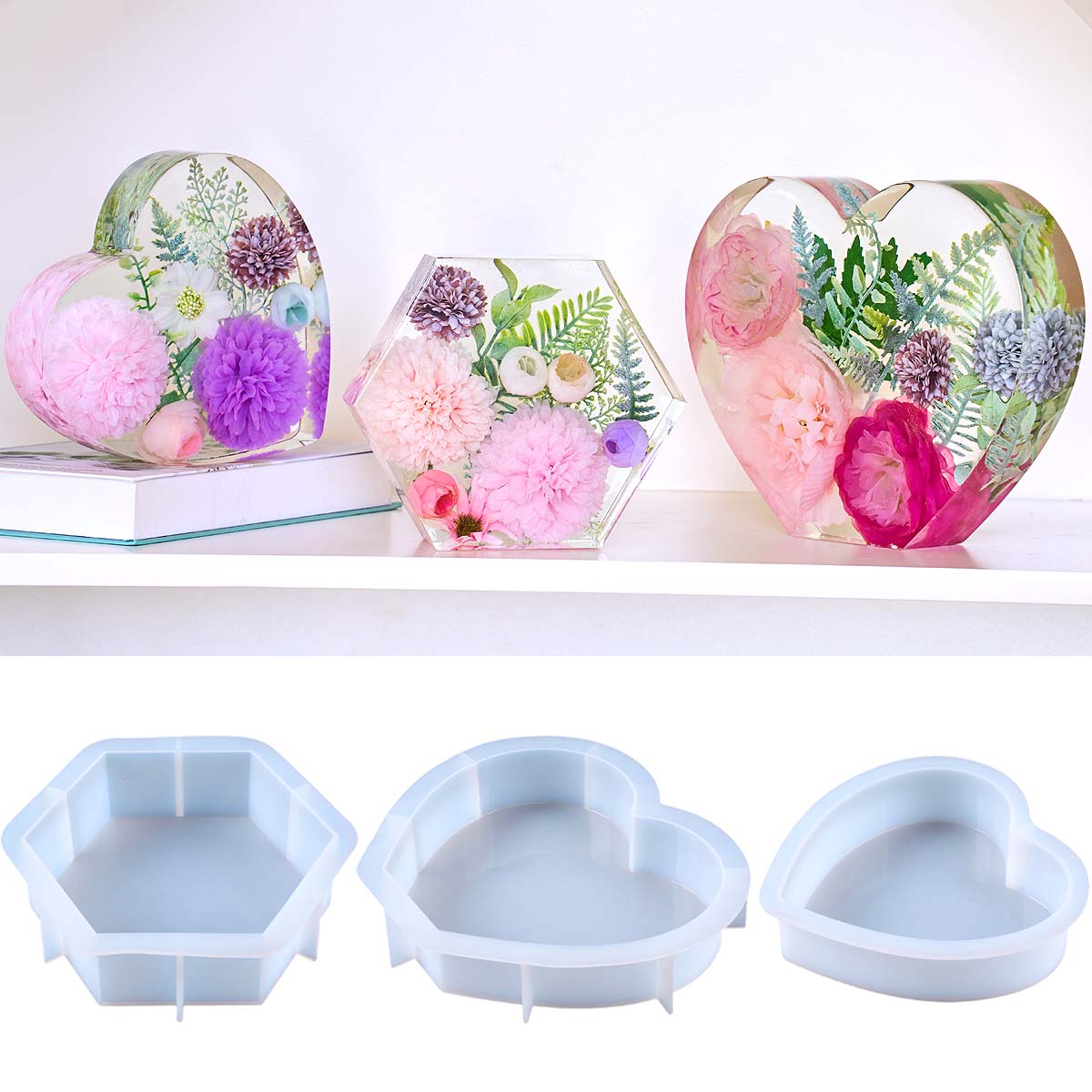 Flower Preservation Resin - قالب سيليكون كبير على شكل قلب