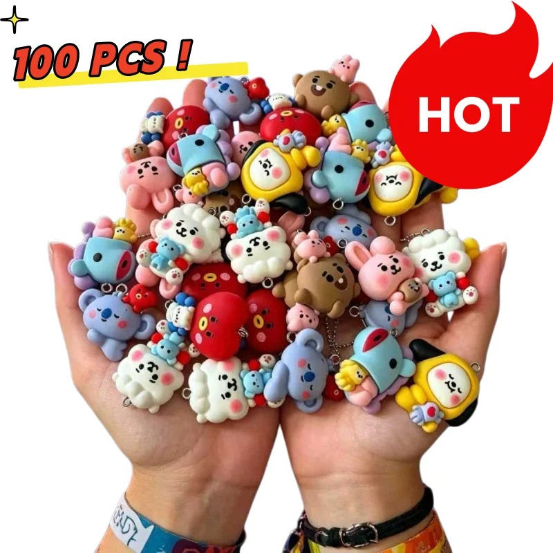 Resin Crafts - 7 قطع من إكسسوارات BT21 الكرتونية