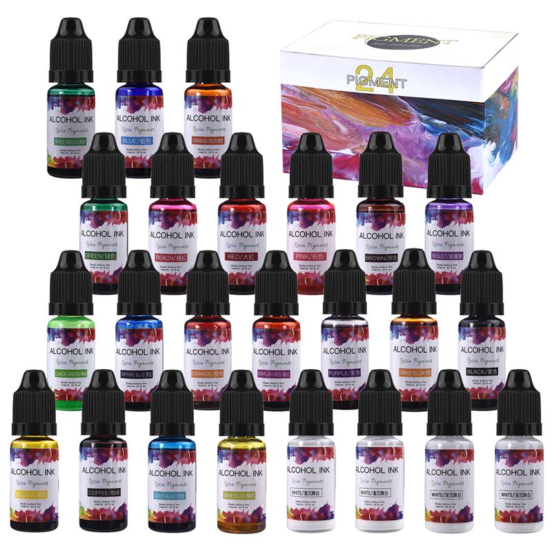 24 لون/مجموعة 10 مللي الصباغ ا - مراجعة Resin Dye Alcohol وسعره